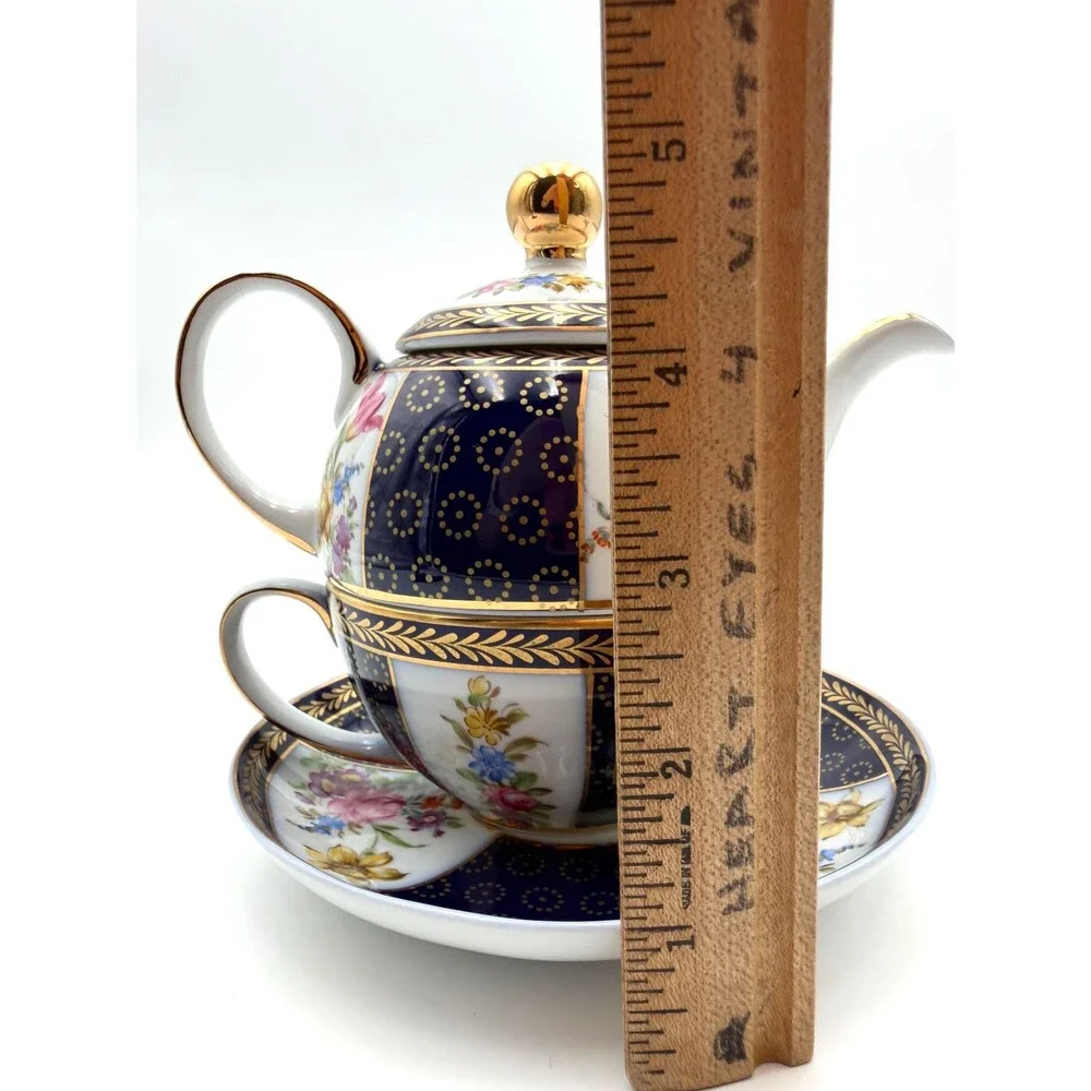 Floral Stackable Teapot & Individual Cup Coffee or Tea